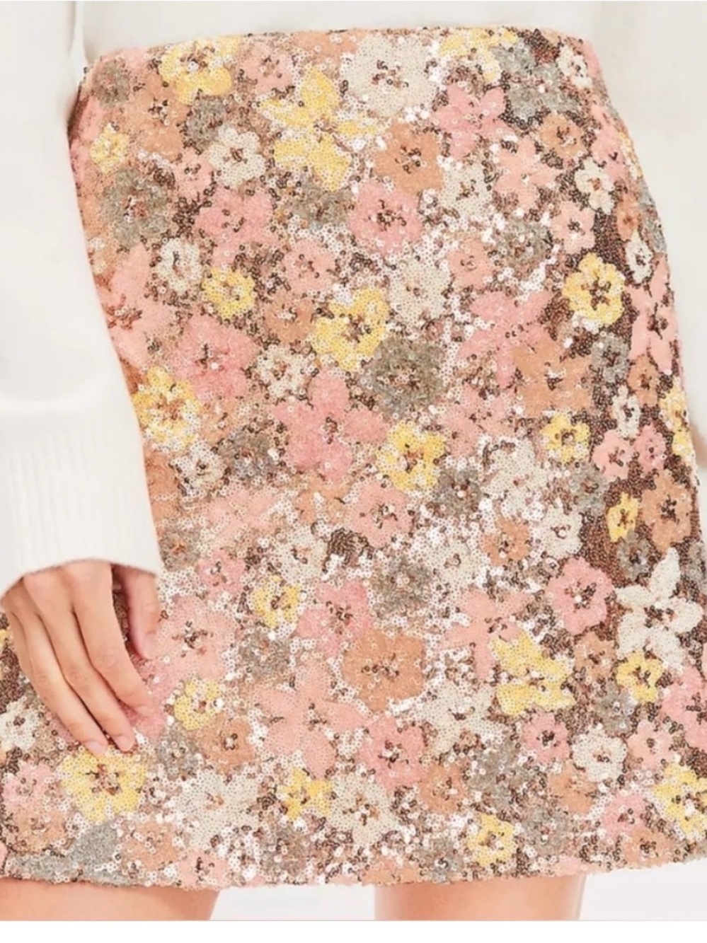 LOFT Floral Sequin Mini Skirt – Pink Multi